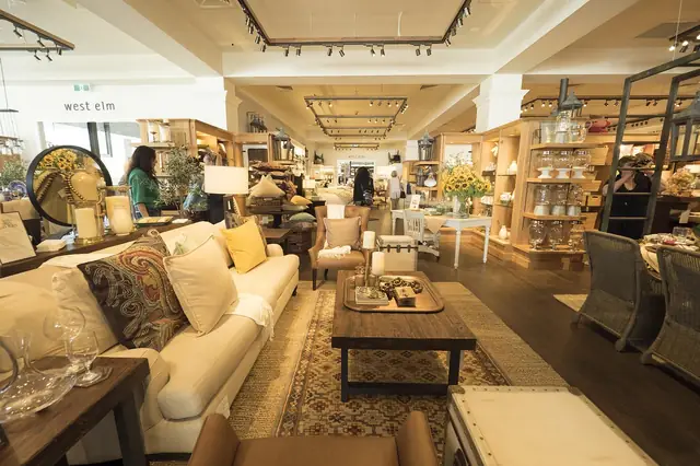 Home furnishings store with sofas, lamps and decor on display
