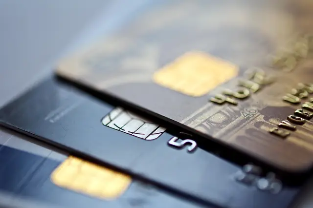 Close-up of stacked chip payment cards