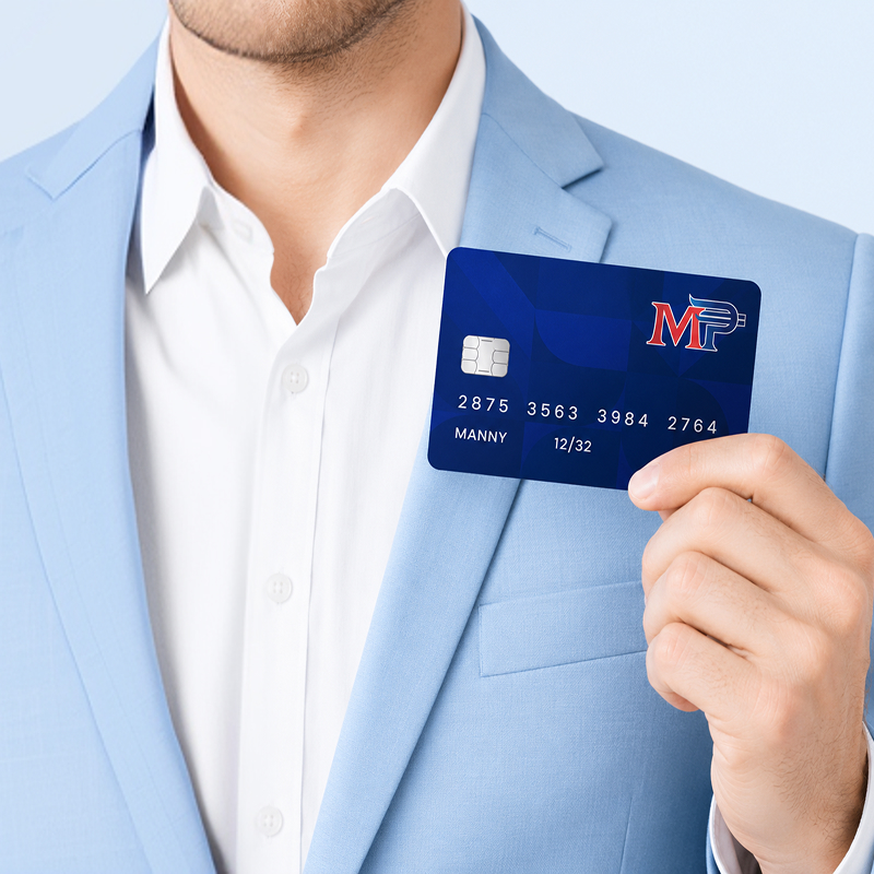Manny Pay card carried by a business traveler