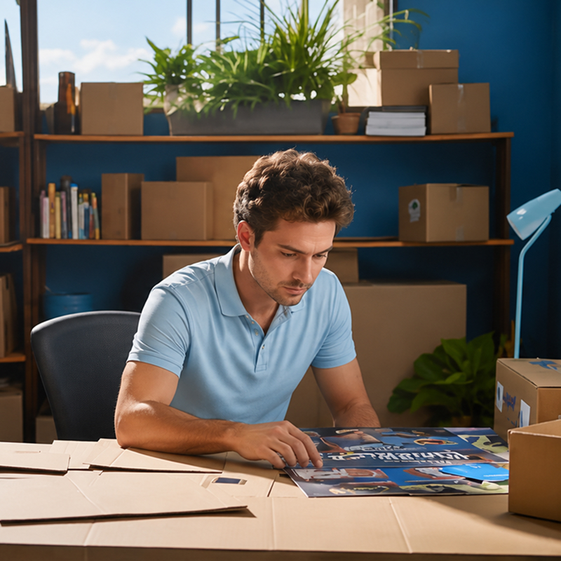 Online merchant reviewing order packaging